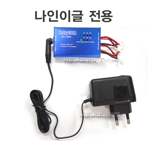 [hobbytiger] 6 Ports 1 Cell 3.7V Li-Po Battery Charger + 12V 1.0A Adapter - 나인이글전용 헬셀