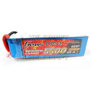 [Gens ace] 5500mAh 22.2V 6S1P 45C Lipo Battery Long Pack 고급배터리 (No plug) 헬셀